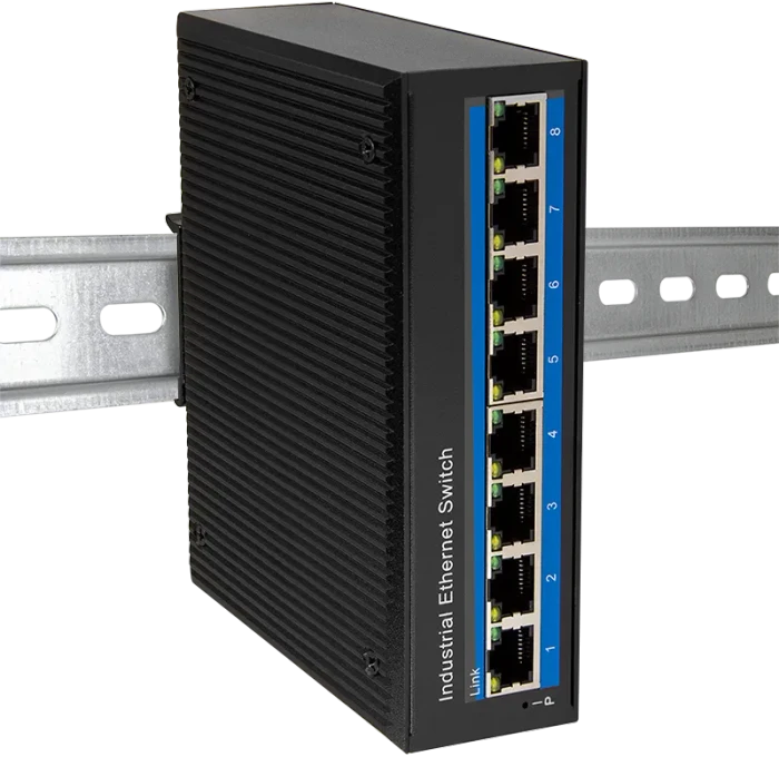 LogiLink NS200 Industrial Railmount Switch, 8x RJ-45, PoE+