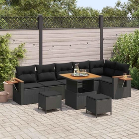 vidaXL Polyrattan Gartensofa Lounge-Set schwarz,  11-tlg.