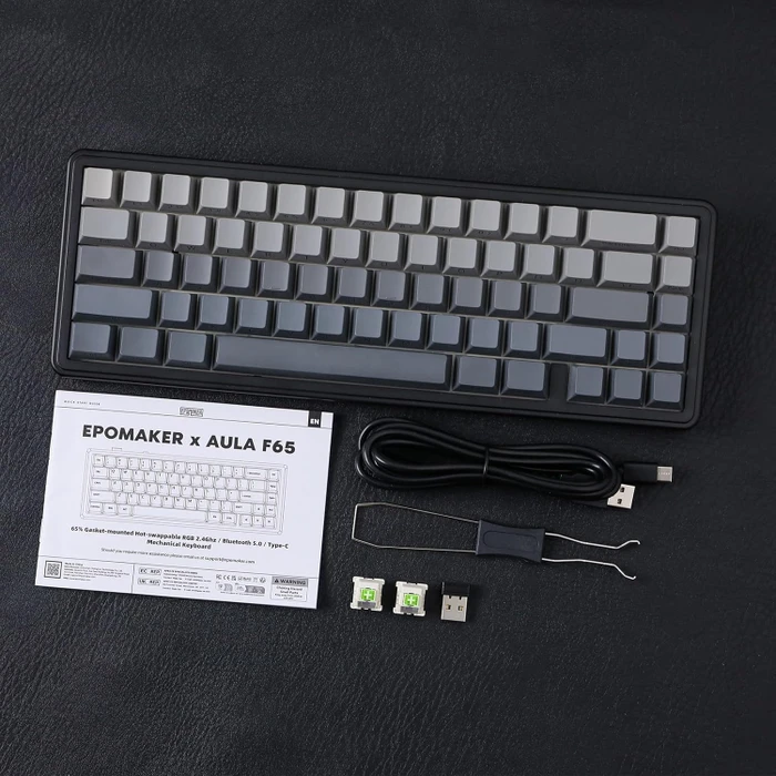 Epomaker x Aula F65, Black Gradient, LEDs RGB, hot-swap, Side-Printed, LEOBOG Reaper, USB/Bluetooth, US