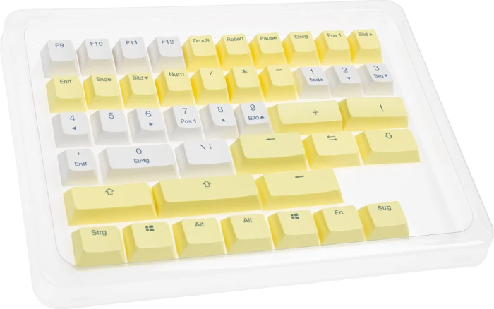 Ducky x Fallout Vault-Tec Keycap Set, Kunststoff (PBT) Double-Shot, weiß/gelb, 132 Tasten, ISO-DE