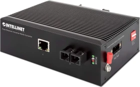 Intellinet Industrial Railmount Media Converter, RJ-45, SC-Duplex SM 20km (508322)