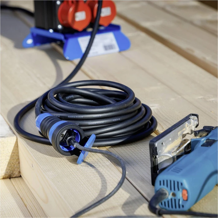 as-Schwabe Gummi Verlängerungskabel IP54 mit DuroConn Steckverbindung H07RN-F 3G1.5, schwarz/blau, 10m