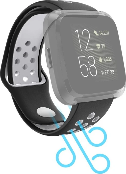 Hama Ersatzarmband Sport für Fitbit Versa 2 grau/schwarz