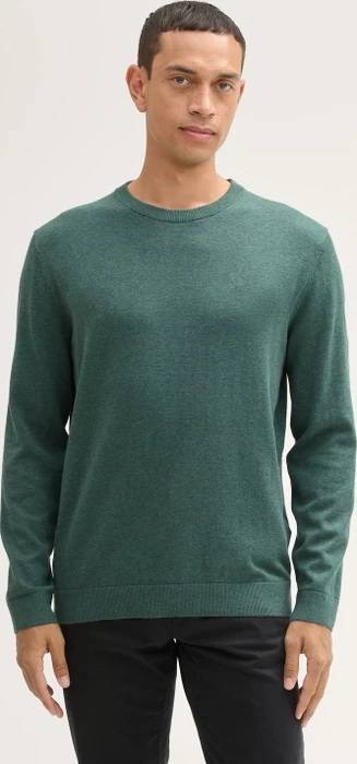 Tom Tailor Basic Baumwolle Strickpullover green dust melange (Herren)