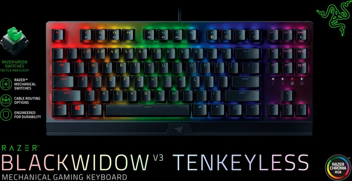 Razer BlackWidow V3 Tenkeyless, Razer GREEN, USB, UK