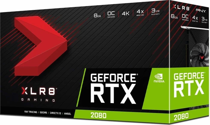 PNY GeForce RTX 2080 XLR8 Gaming OC Twin Fan, 8GB GDDR6, HDMI, USB-C, 3x DP
