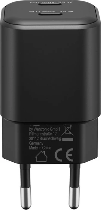 Wentronic Goobay USB-C PD GaN Dual-Schnellladegerät Nano 35W schwarz