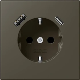 Jung Serie LS SCHUKO-Steckdose mit USB-Ladegerät Safety+, ombre naturelle 31