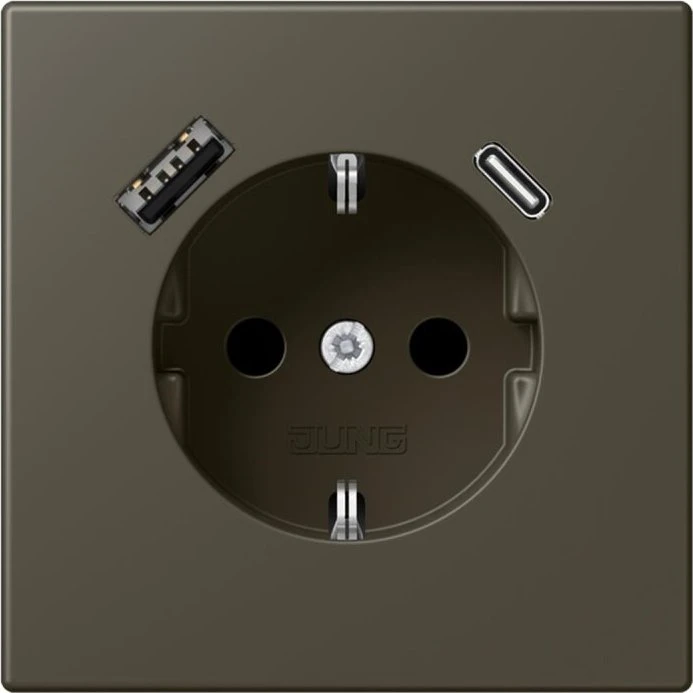 Jung Serie LS SCHUKO-Steckdose mit USB-Ladegerät Safety+, ombre naturelle 31