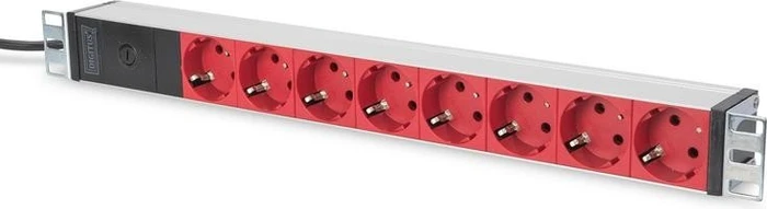 Digitus 19" Steckdosenleiste, 1HE, 8-fach, 230V, rot, 2m