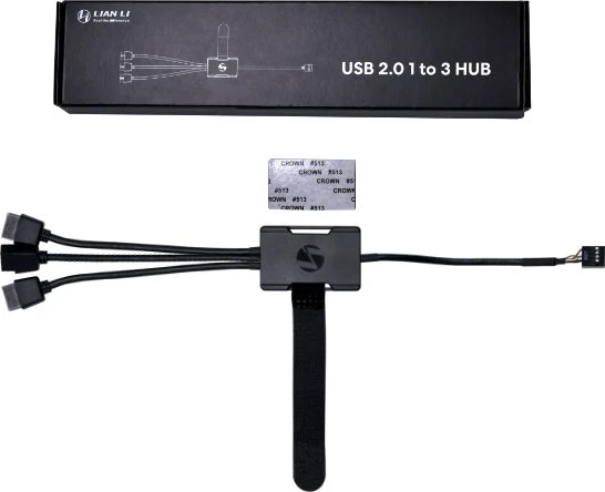 Lian Li USB 2.0 1-zu-3-HUB, intern USB 9-Pin Header, 1x USB 2.0 9-Pin Stecksockel auf 3x USB 2.0 9-Pin Stiftsockel