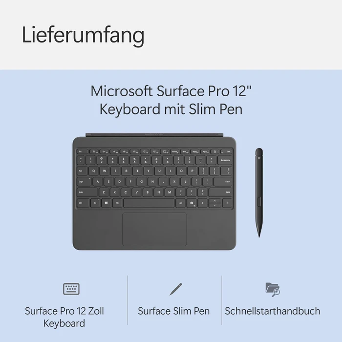 Microsoft Surface Pro 12" Keyboard Slim Pen 2 Bundle mit Copilot-Taste, Schiefer, DE