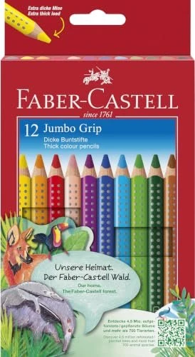 Faber-Castell Jumbo Grip Buntstift sortiert, 12er-Set