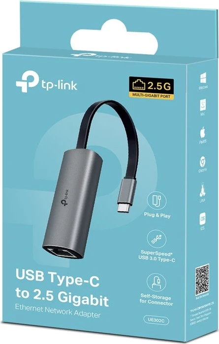 TP-Link USB-C zu 2.5Gb Ethernet Adapter LAN-Adapter, RJ-45, USB-C 3.0 [Stecker]