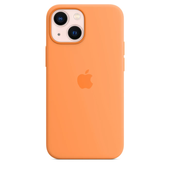 Apple Silikon Case mit MagSafe für iPhone 13 Mini gelborange