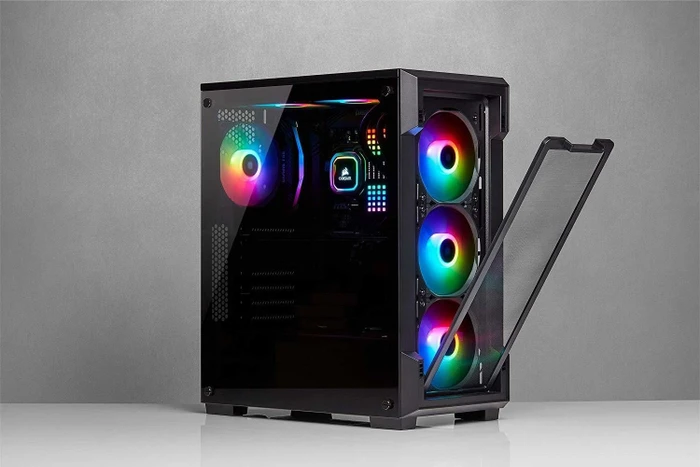 Corsair iCue 220T RGB Airflow, schwarz, Glasfenster