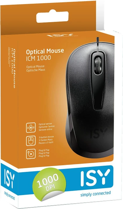 ISY ICM-1000 Optical Mouse schwarz, USB