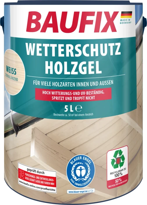 Baufix Wetterschutz Holzgel weiß, 5l