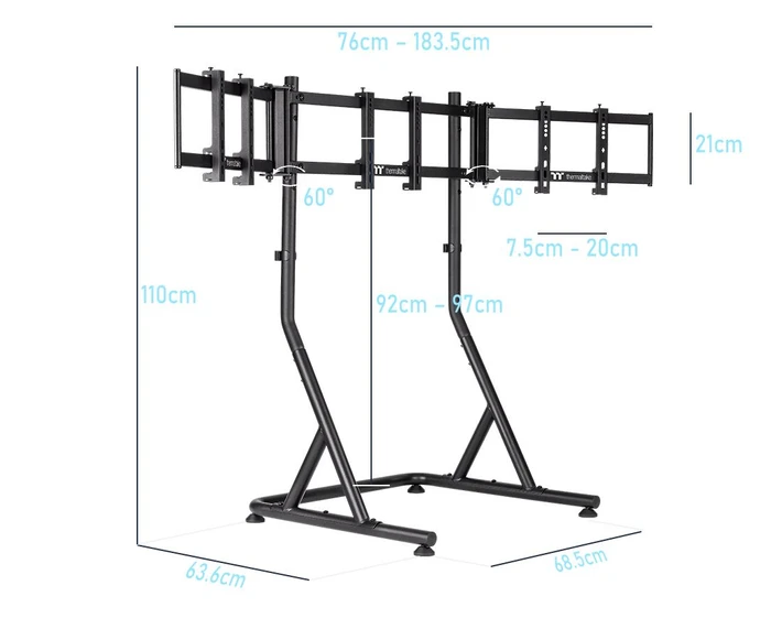 Thermaltake Triple Monitor Stand Black für Racing Simulator Cockpit GR500, schwarz