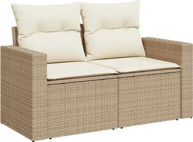 vidaXL Gartensofa mit Kissen 131cm 2-Sitzer beige