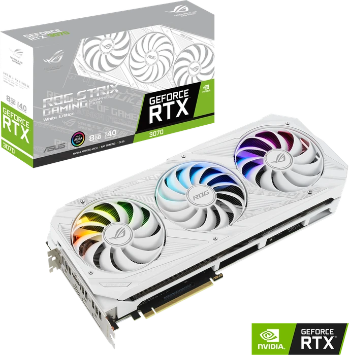 ASUS ROG Strix GeForce RTX 3070 White, ROG-STRIX-RTX3070-8G-WHITE, 8GB GDDR6, 2x HDMI, 3x DP