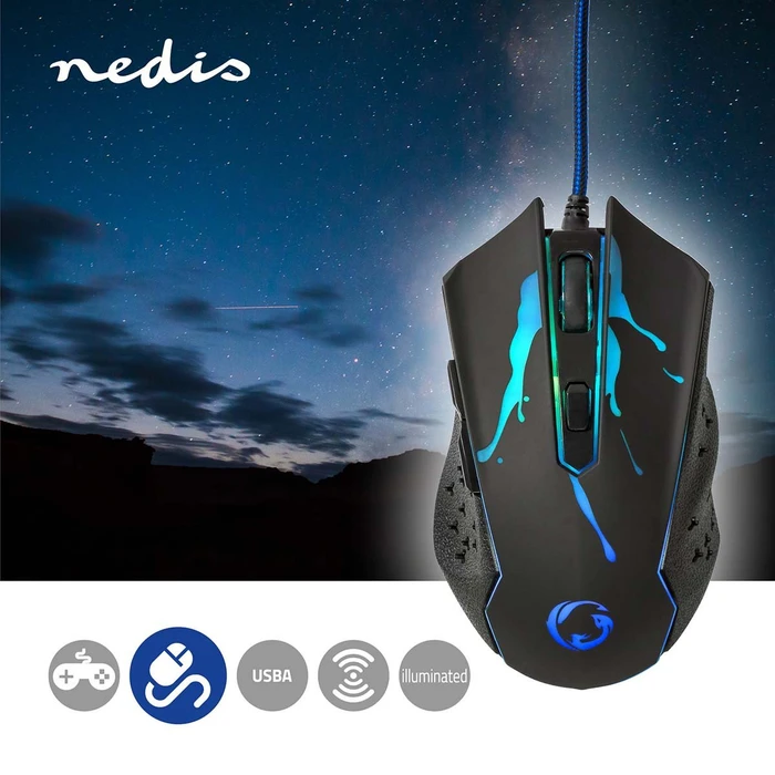 Nedis Gaming Mouse 3600dpi, schwarz, USB