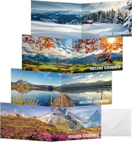 Sigel Glückwunschkarten Mountain landscapes by seasons Universalpapier weiß, A6, 300g/m², 12 Blatt