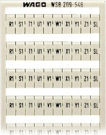 Wago WSB-Beschriftungskarte als Karte bedruckt R1, S1, T1, U1, V1, W1, X1, Y1, Z1,SL (10x) nicht dehnbar Aufdruck waagerecht aufrastbar weiß