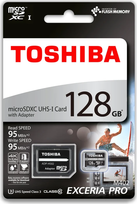Toshiba Exceria Pro M402 R95/W95 128GB Kit, UHS-I U3, A1, Class 10