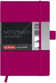 Herlitz Classic Notizbuch, A6, kariert, Kunstleder-Cover, berry, 96 Blatt