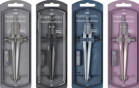 Faber-Castell Stream 2020 Schnellverstellzirkel, farbig sortiert, Klarsichtetui