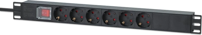 Intellinet 19" Steckdosenleiste, 1HE, 6-fach, 250V, 2m (714914)