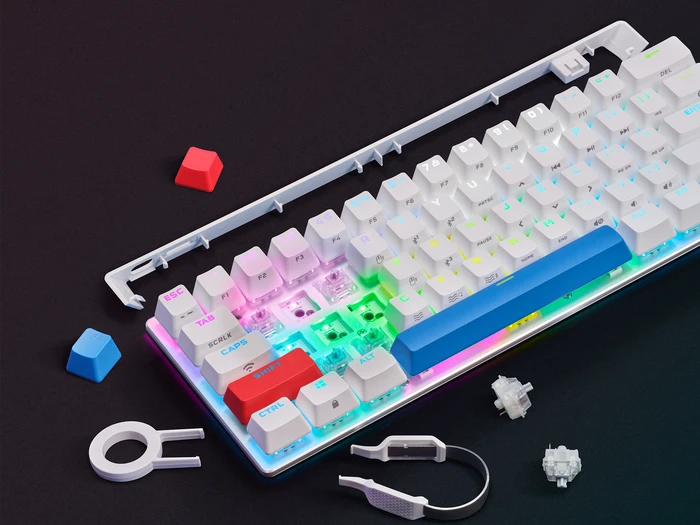 Corsair Gaming K70 PRO MINI Wireless, weiß, MX RGB RED, USB/Bluetooth, US