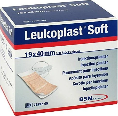 BSN medical Leukoplast Soft Injektionspflaster Strips, 4cm x 1.9m, 100 Stück