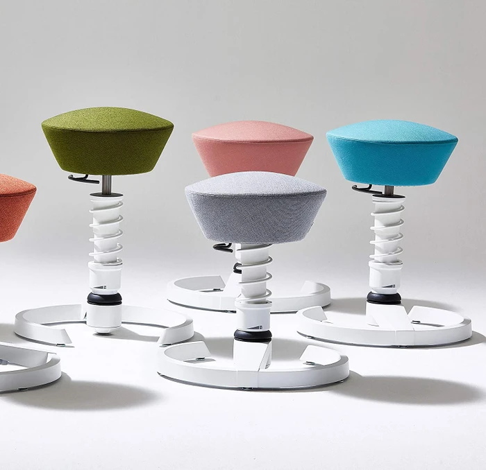 Aeris Swopper New Edition Bürohocker mit Gleitern, Feder Standard, Gestell Alu schwarz, Bezug Mikrofaser Comfort grau
