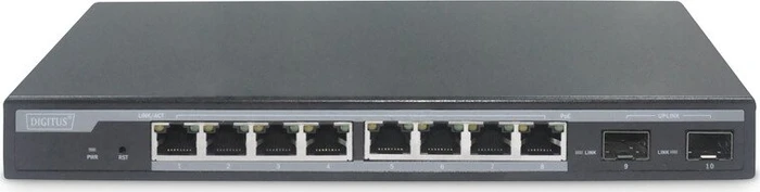 Digitus Professional DN-953 Desktop Gigabit Managed Switch, 8x RJ-45, 2x SFP, 86W PoE+