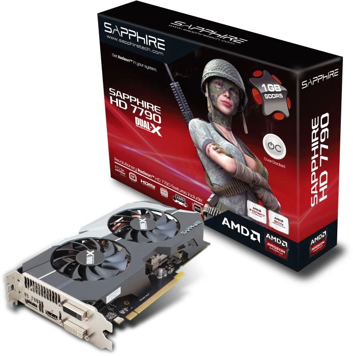 Sapphire Radeon HD 7790 Dual-X OC, 1GB GDDR5, 2x DVI, HDMI, DP, lite retail
