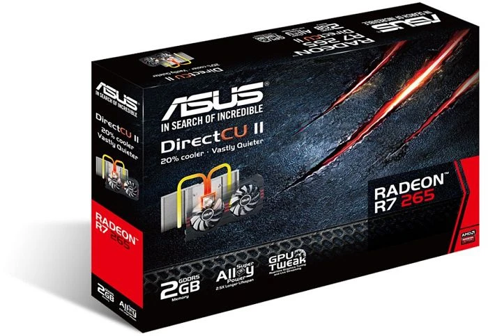 ASUS Radeon R7 265 DirectCU II, R7265-DC2-2GD5, 2GB GDDR5, 2x DVI, HDMI, DP