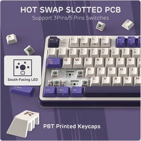 RK Royal Kludge S98, Lavendel Lila, 96%, hot-swap, RK Tactile Beige, USB/Bluetooth, US