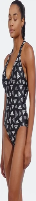 adidas Allover Print Sportswear Badeanzug schwarz/weiß (Damen)