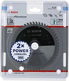Bosch Professional Standard for Aluminium Kreissägeblatt 50Z, 136x1.1x20mm, 1 Stück