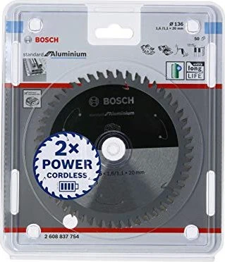 Bosch Professional Standard for Aluminium Kreissägeblatt 50Z, 136x1.1x20mm, 1 Stück
