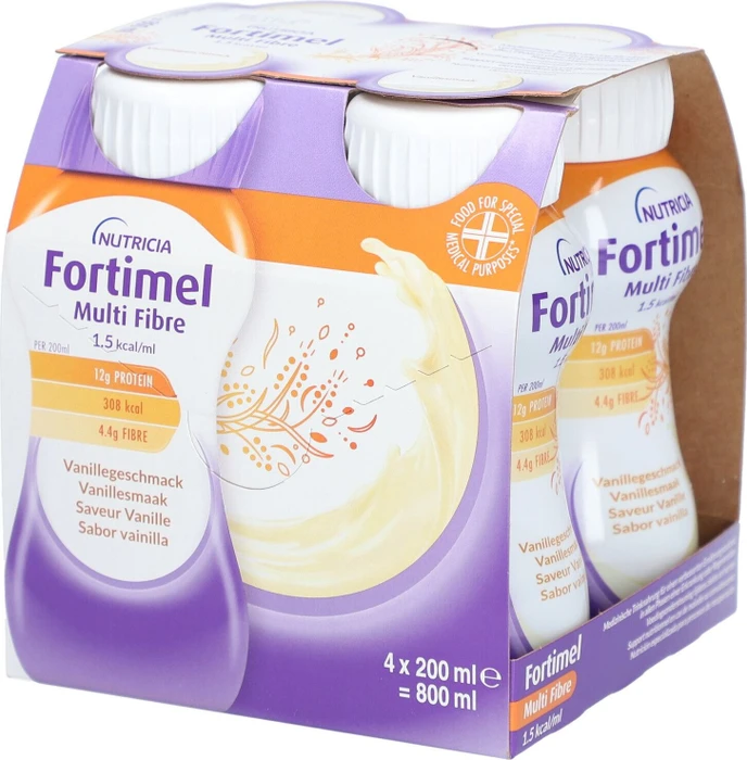 Fortimel Energy Multi Fibre Trinknahrung Vanille, 800ml (4x 200ml)