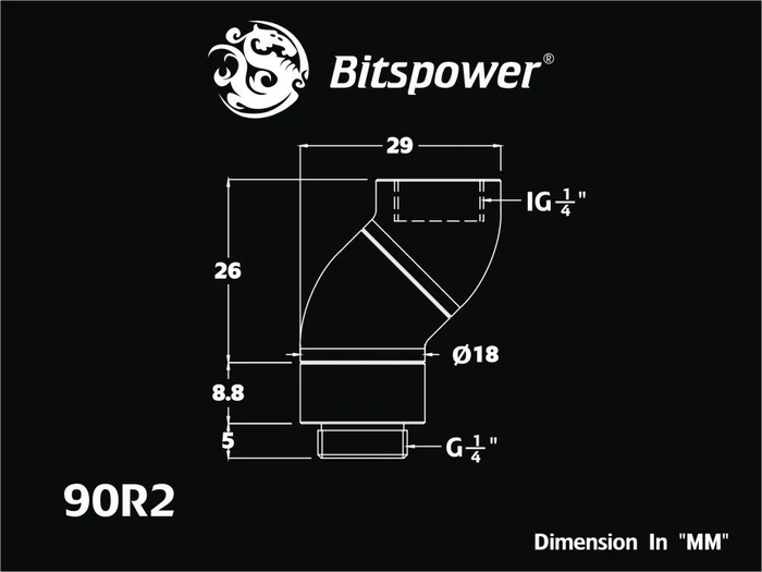 Bitspower Winkel G1/4" auf G1/4" 2x drehbar glänzend silber