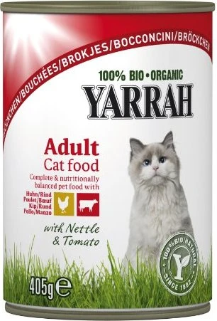 Yarrah Organic Cat Food Chunks with Chicken and Beef, 2.43kg (6x 405g)