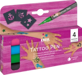 Kreul Tattoo Pen 4 Farben/blau/grün/schwarz, 4er-Set