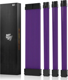 AsiaHorse GPU/CPU Cable Extension Kit, 1x 24-Pin, 1x 4/8-Pin ATX, 2x 8-Pin PCIe, 16AWG, lila, 30cm
