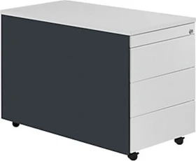 mauser Rollcontainer line, 1x Utensilienauszug, 3x Materialschublade, anthrazitgrau/lichtgrau/lichtgrau