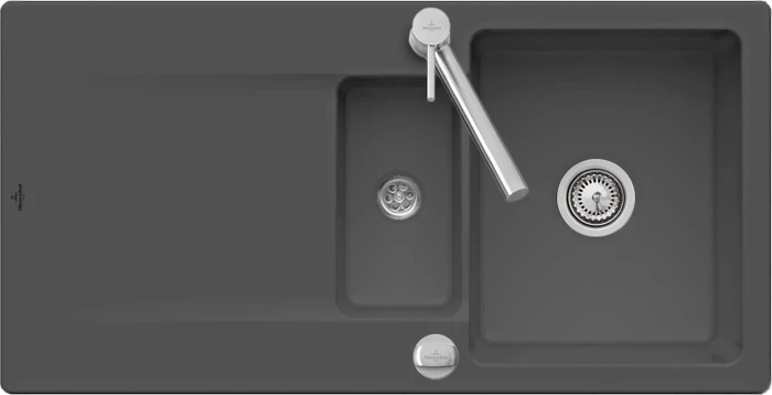 Villeroy & Boch Siluet 60 R Einbau Becken reversibel mit Ablauffernbedienung graphite