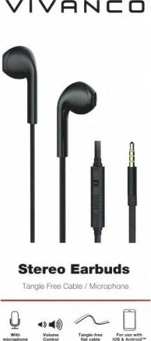 Vivanco Headset In Ear, Eggshape Design schwarz